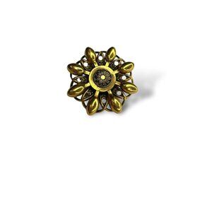 Freirich Gold Tone Flower Starburst Modernist Vintage Brooch